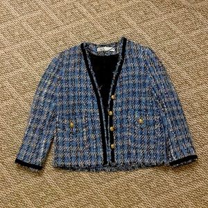 Zara Blue Tweed Jacket